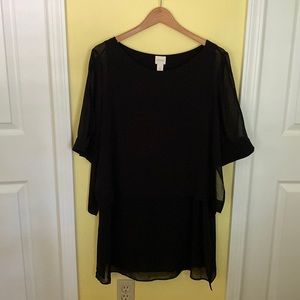 Chico’s Black Short Sleeve Tiered Tunic